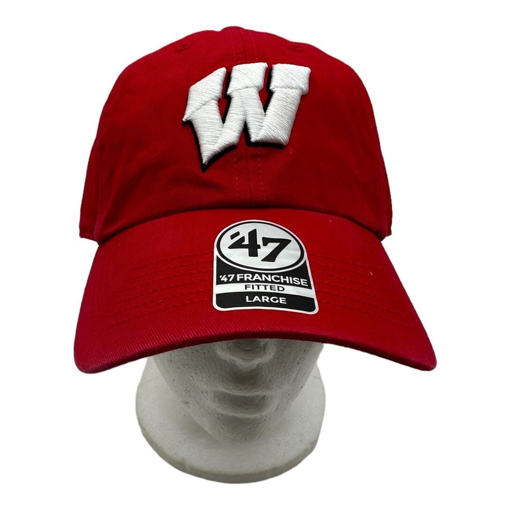 NWT Wisconsin Badgers '47 Brand Franchise Red Fitted Hat Cap Size Large